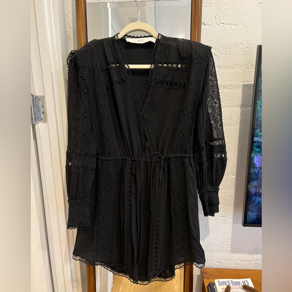 IRO Black Long Sleeve Lace Dress